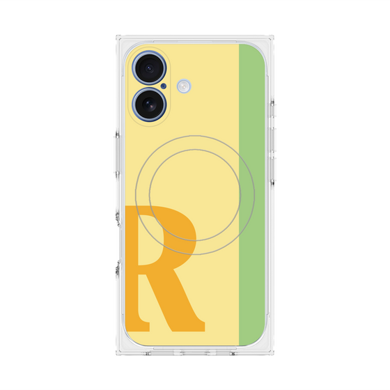 プレミアムスクエアケース with MagSafe［ オリジナル - initial color line - R yellow ］