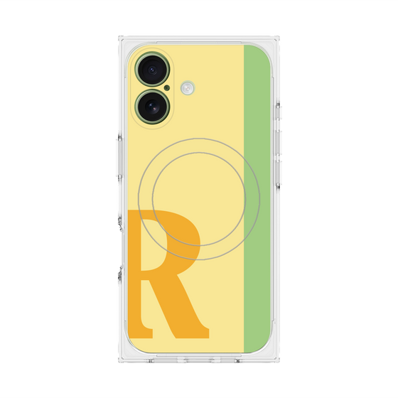 プレミアムスクエアケース with MagSafe［ オリジナル - initial color line - R yellow ］