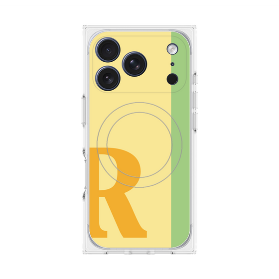 プレミアムスクエアケース with MagSafe［ オリジナル - initial color line - R yellow ］