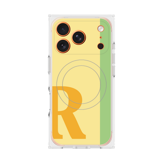 プレミアムスクエアケース with MagSafe［ オリジナル - initial color line - R yellow ］