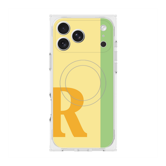 プレミアムスクエアケース with MagSafe［ オリジナル - initial color line - R yellow ］