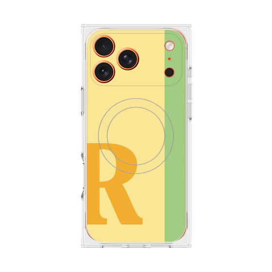 プレミアムスクエアケース with MagSafe［ オリジナル - initial color line - R yellow ］