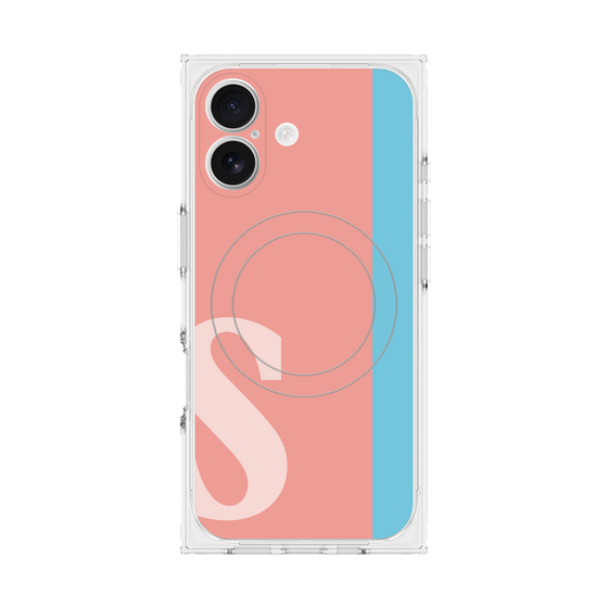 プレミアムスクエアケース with MagSafe［ オリジナル - initial color line - S pink ］