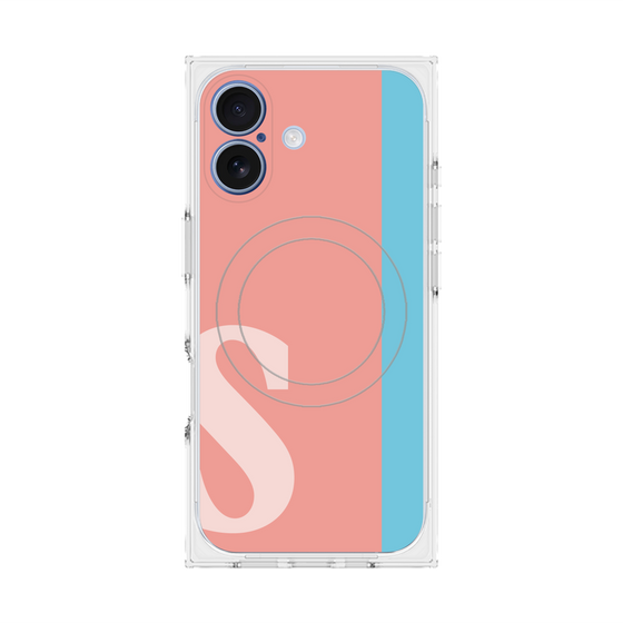 プレミアムスクエアケース with MagSafe［ オリジナル - initial color line - S pink ］