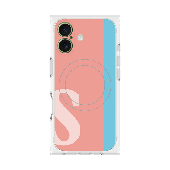 プレミアムスクエアケース with MagSafe［ オリジナル - initial color line - S pink ］