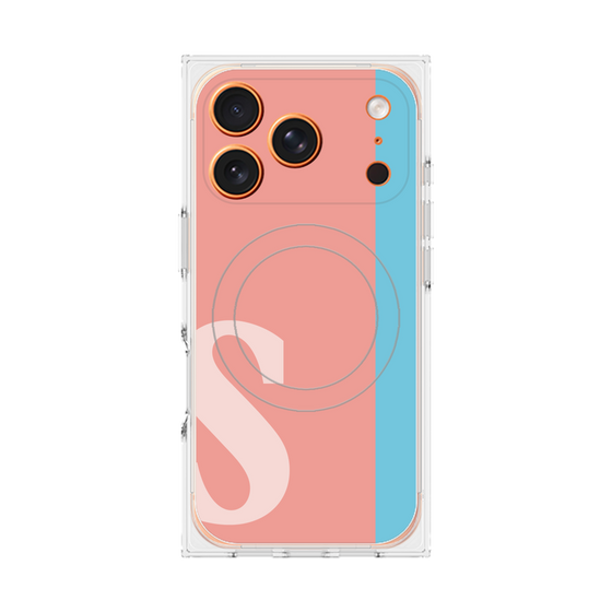 プレミアムスクエアケース with MagSafe［ オリジナル - initial color line - S pink ］