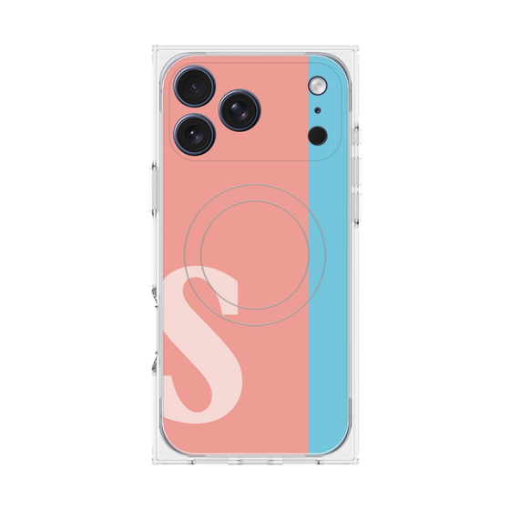 プレミアムスクエアケース with MagSafe［ オリジナル - initial color line - S pink ］