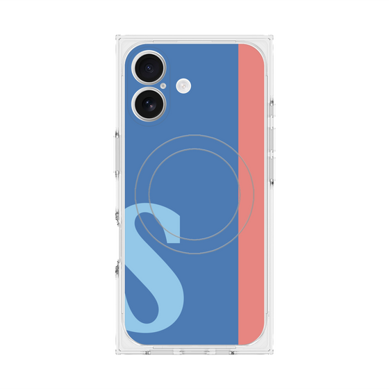 プレミアムスクエアケース with MagSafe［ オリジナル - initial color line - S blue ］