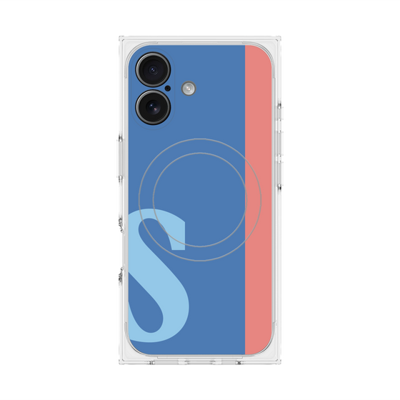 プレミアムスクエアケース with MagSafe［ オリジナル - initial color line - S blue ］
