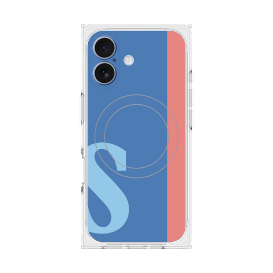 プレミアムスクエアケース with MagSafe［ オリジナル - initial color line - S blue ］