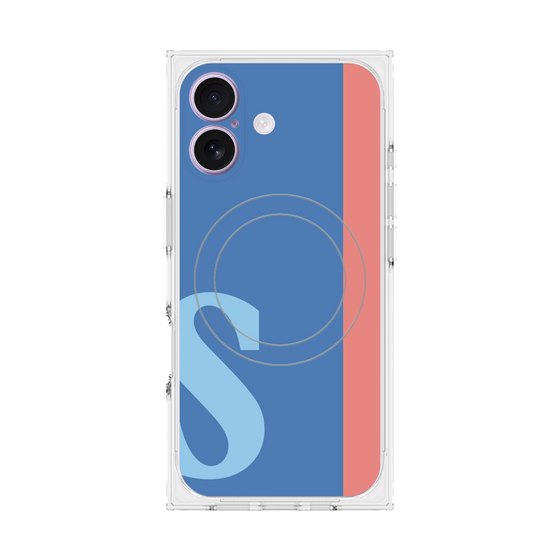 プレミアムスクエアケース with MagSafe［ オリジナル - initial color line - S blue ］