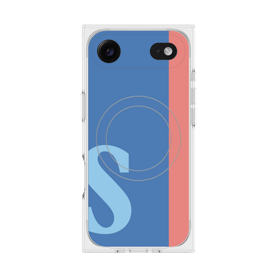 プレミアムスクエアケース with MagSafe［ オリジナル - initial color line - S blue ］