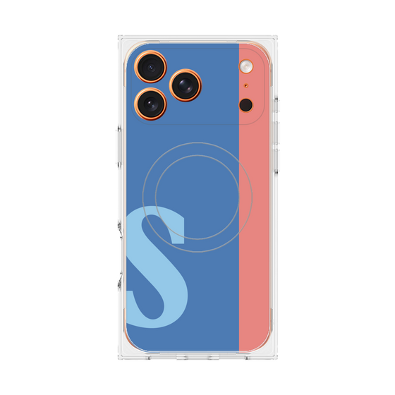 プレミアムスクエアケース with MagSafe［ オリジナル - initial color line - S blue ］