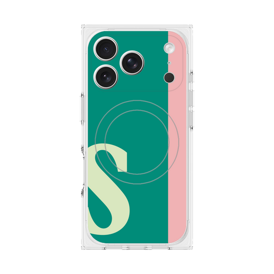 プレミアムスクエアケース with MagSafe［ オリジナル - initial color line - S green ］