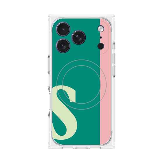 プレミアムスクエアケース with MagSafe［ オリジナル - initial color line - S green ］