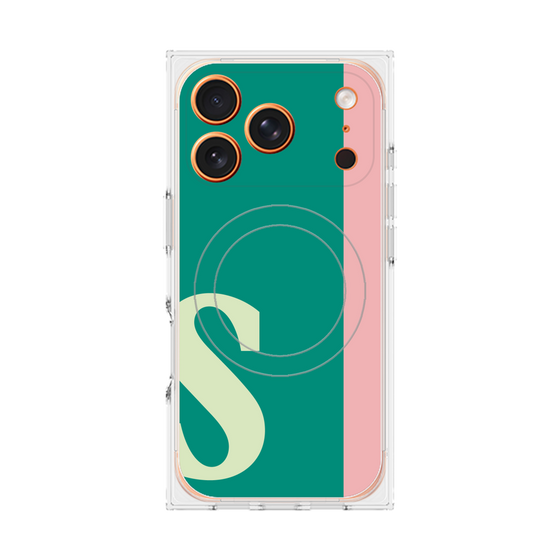 プレミアムスクエアケース with MagSafe［ オリジナル - initial color line - S green ］
