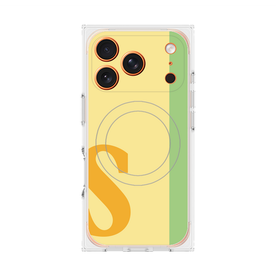 プレミアムスクエアケース with MagSafe［ オリジナル - initial color line - S yellow ］