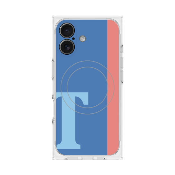 プレミアムスクエアケース with MagSafe［ オリジナル - initial color line - T blue ］