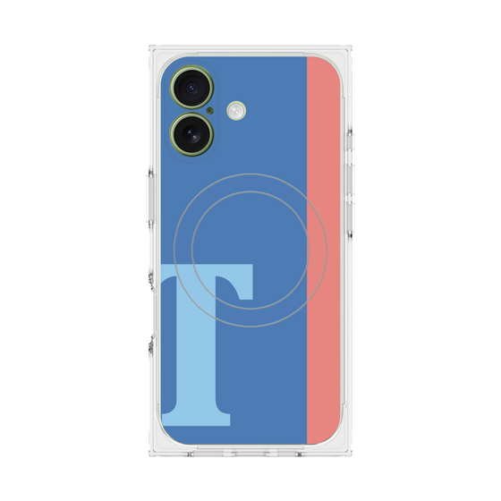 プレミアムスクエアケース with MagSafe［ オリジナル - initial color line - T blue ］