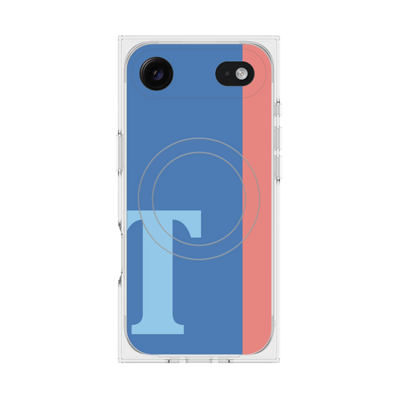 プレミアムスクエアケース with MagSafe［ オリジナル - initial color line - T blue ］
