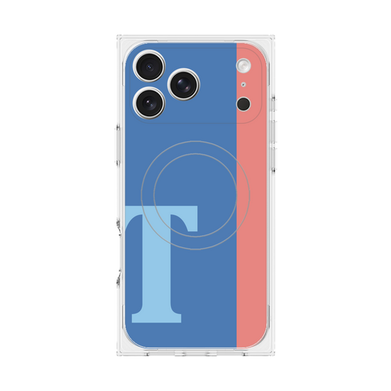 プレミアムスクエアケース with MagSafe［ オリジナル - initial color line - T blue ］