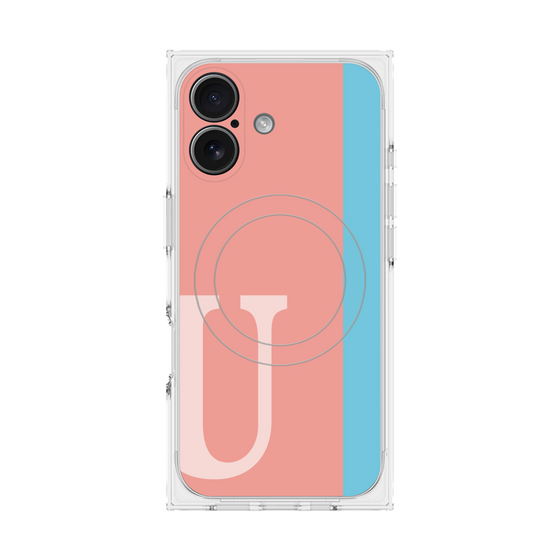 プレミアムスクエアケース with MagSafe［ オリジナル - initial color line - U pink ］