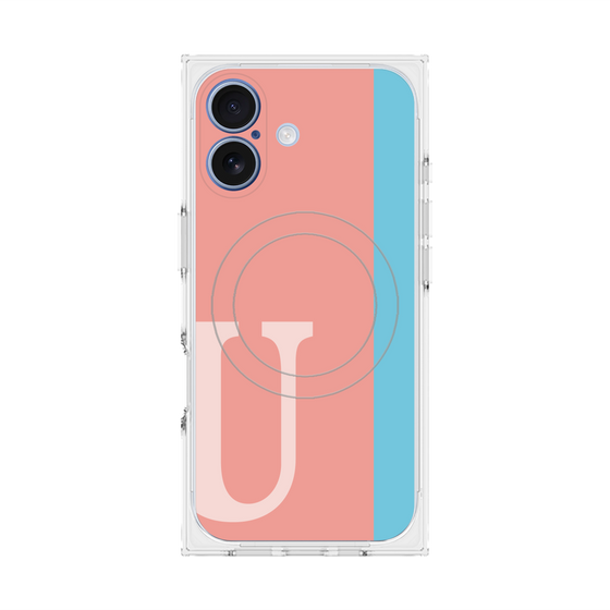 プレミアムスクエアケース with MagSafe［ オリジナル - initial color line - U pink ］