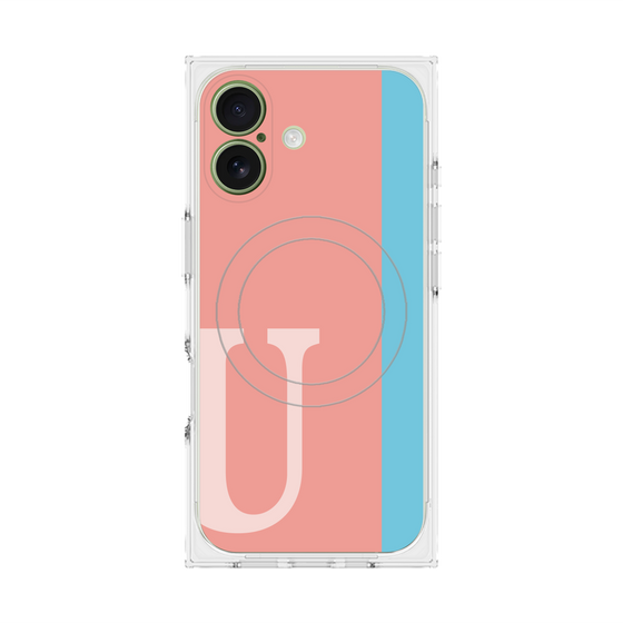 プレミアムスクエアケース with MagSafe［ オリジナル - initial color line - U pink ］