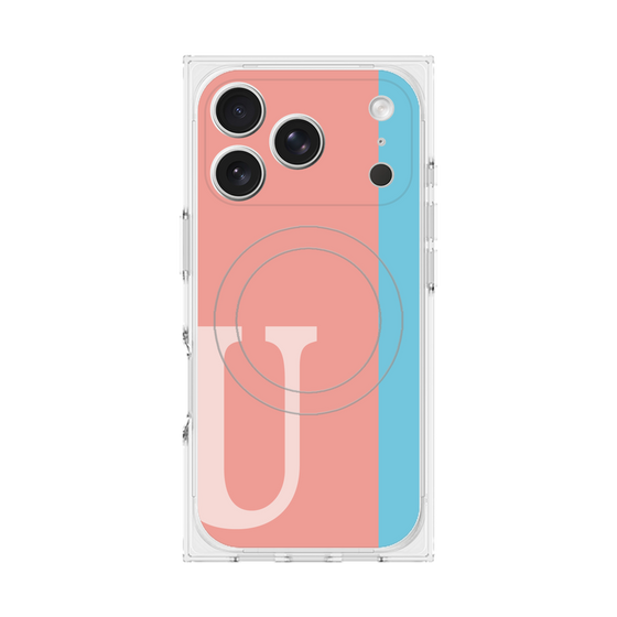 プレミアムスクエアケース with MagSafe［ オリジナル - initial color line - U pink ］