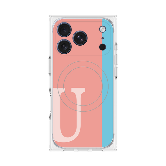 プレミアムスクエアケース with MagSafe［ オリジナル - initial color line - U pink ］