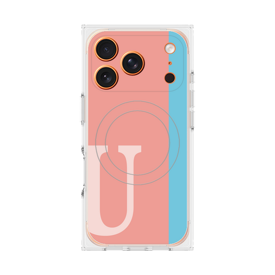 プレミアムスクエアケース with MagSafe［ オリジナル - initial color line - U pink ］