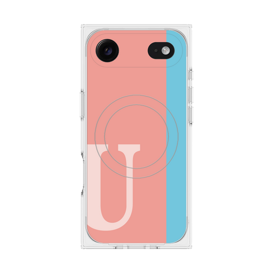 プレミアムスクエアケース with MagSafe［ オリジナル - initial color line - U pink ］