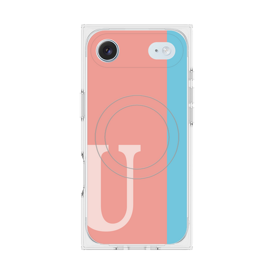 プレミアムスクエアケース with MagSafe［ オリジナル - initial color line - U pink ］