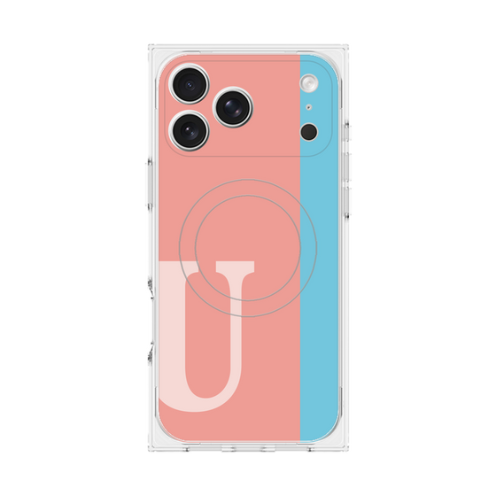 プレミアムスクエアケース with MagSafe［ オリジナル - initial color line - U pink ］