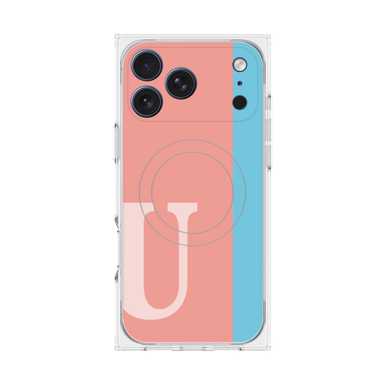 プレミアムスクエアケース with MagSafe［ オリジナル - initial color line - U pink ］