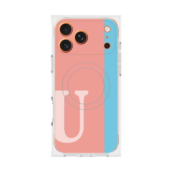 プレミアムスクエアケース with MagSafe［ オリジナル - initial color line - U pink ］