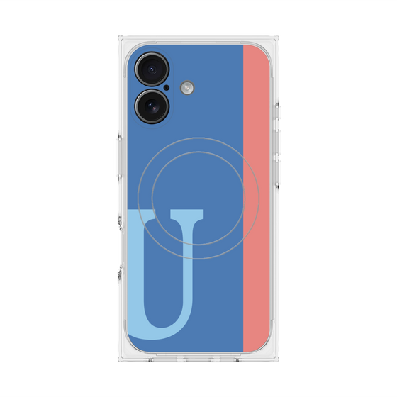 プレミアムスクエアケース with MagSafe［ オリジナル - initial color line - U blue ］