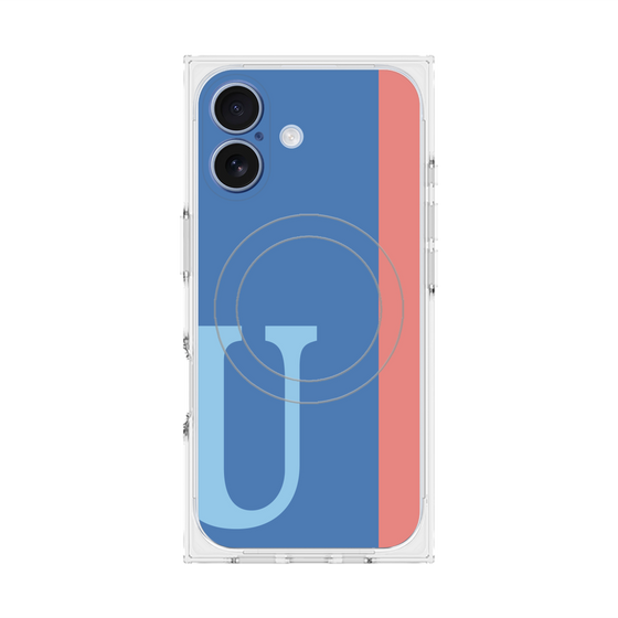 プレミアムスクエアケース with MagSafe［ オリジナル - initial color line - U blue ］