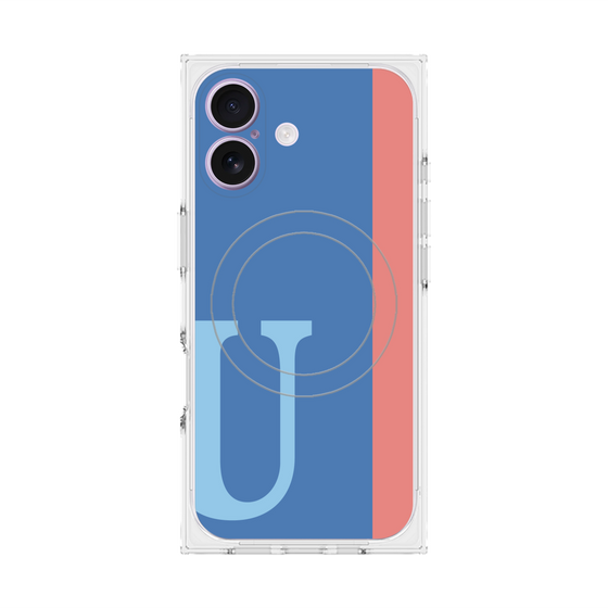 プレミアムスクエアケース with MagSafe［ オリジナル - initial color line - U blue ］