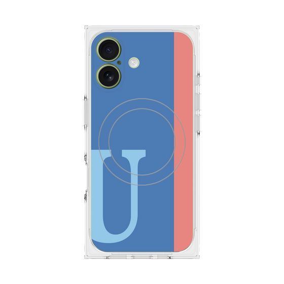 プレミアムスクエアケース with MagSafe［ オリジナル - initial color line - U blue ］