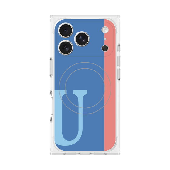 プレミアムスクエアケース with MagSafe［ オリジナル - initial color line - U blue ］