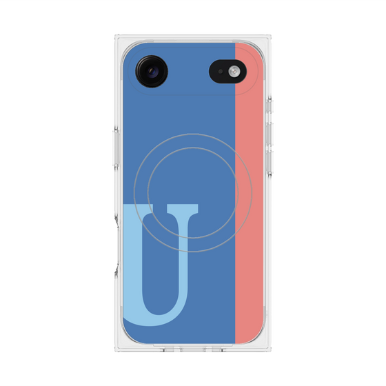 プレミアムスクエアケース with MagSafe［ オリジナル - initial color line - U blue ］