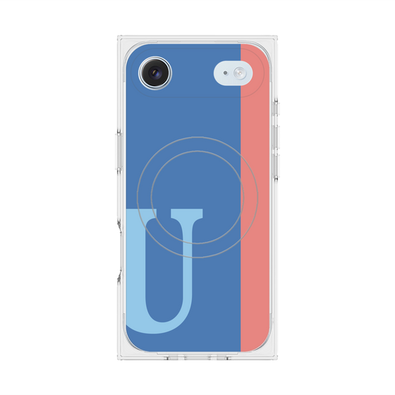 プレミアムスクエアケース with MagSafe［ オリジナル - initial color line - U blue ］