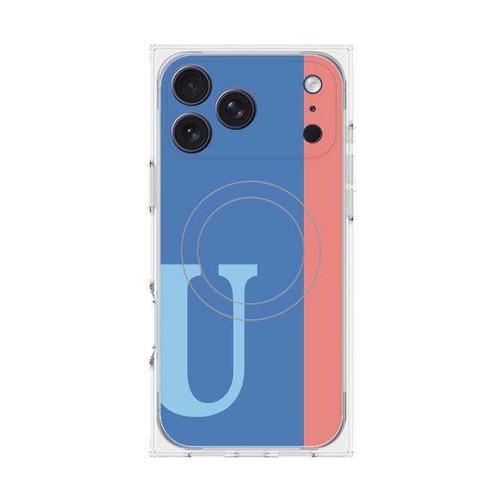 プレミアムスクエアケース with MagSafe［ オリジナル - initial color line - U blue ］