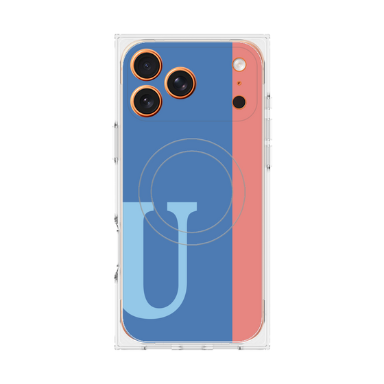 プレミアムスクエアケース with MagSafe［ オリジナル - initial color line - U blue ］