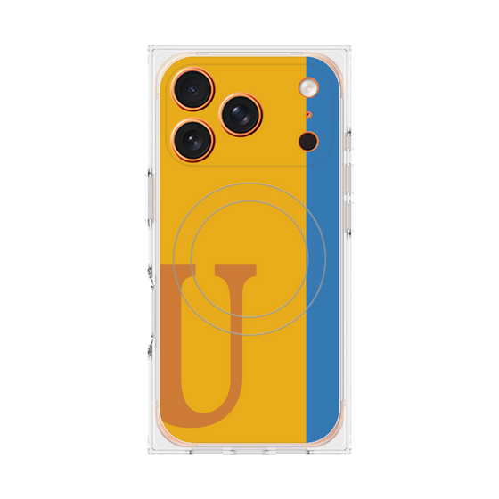 プレミアムスクエアケース with MagSafe［ オリジナル - initial color line - U orange ］
