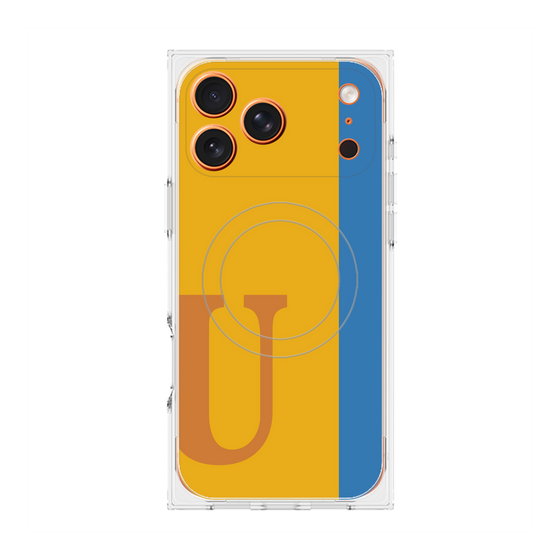 プレミアムスクエアケース with MagSafe［ オリジナル - initial color line - U orange ］