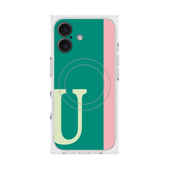 プレミアムスクエアケース with MagSafe［ オリジナル - initial color line - U green ］