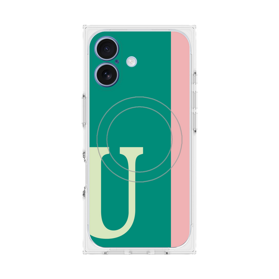 プレミアムスクエアケース with MagSafe［ オリジナル - initial color line - U green ］