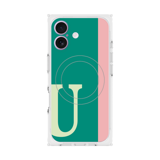 プレミアムスクエアケース with MagSafe［ オリジナル - initial color line - U green ］